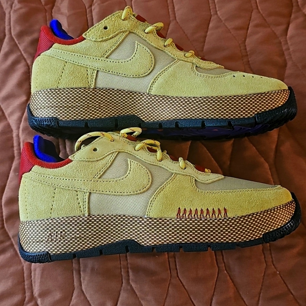 Nike Yellow and Red Sneakers with Retro Aesthetic